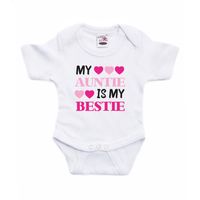 Baby rompertje - tante cadeau romper - my auntie is my bestie - wit/roze - kraamcadeau - thumbnail