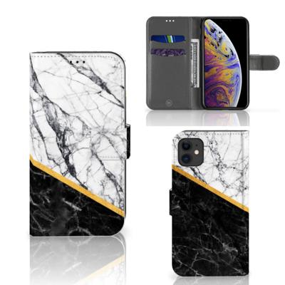 Apple iPhone 11 | Bookcase | Marmer Wit Zwart - Origineel Cadeau Man