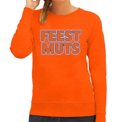 Oranje Koningsdag sweater - feestmuts - dames Oranje Koningsdag sweater - feestmuts - dames