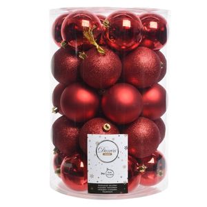 Rode kerstboomballen set 34 stuks   -