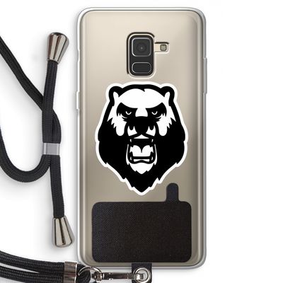 Angry Bear (white): Samsung Galaxy A8 (2018) Transparant Hoesje met koord