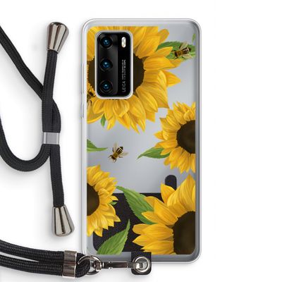 Sunflower and bees: Huawei P40 Transparant Hoesje met koord