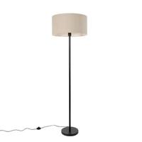 QAZQA Vloerlamp zwart met kap licht bruin 50 cm - Simplo