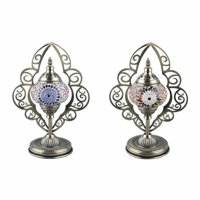 Bureaulamp DKD Home Decor Kristal Mozaïek Metaal Multicolour Arabisch (20 x 15 x 42 cm) (2 Stuks)