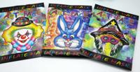Van Der Doelen 3 opblaas maskers clown haas en heks met elastiek om hem vast te maken