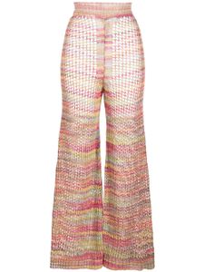 Laneus pantalon en maille ajourée à coupe évasée - Rose