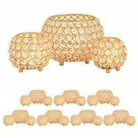 Richard - kaarsenhouder - goud of zilver - metaal en glaskristallen - set van 24