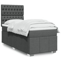 Boxspring met matras stof donkergrijs 90x190 cm