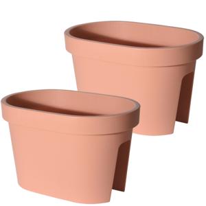 Balkon plantenpot/bloempot - 2x - terracotta - 40 x 27 x 25 cm - 12 liter - kunststof