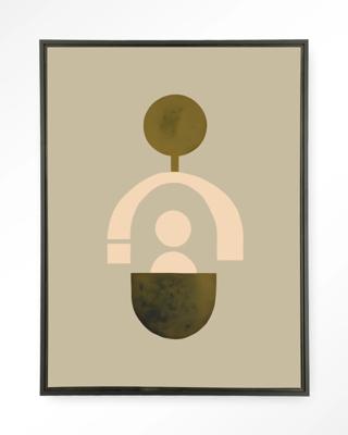 Urban Cotton Wandkleed 'Forma 2 Beige' 110 x 145cm in Floating Frame - black
