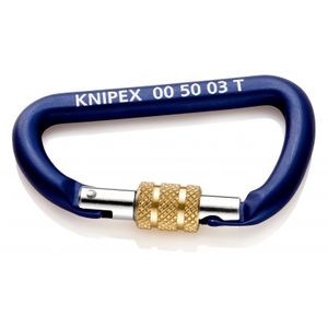 Knipex 00 50 03 T BK klimkarabijnhaak Vergrendelende karabijnhaak D-vormig Aluminium Blauw 2 stuk(s)