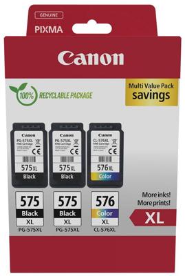 Canon inktcartridge 2 x PG-575XL + 1 x CL-576XL, 300 - 400 pagina&apos;s, OEM 5437C004, 4 kleuren