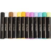 Creativ Company Oliepastels, l: 7 cm, dikte 11 mm, pastelkleuren, 12 stuk/ 1 doos
