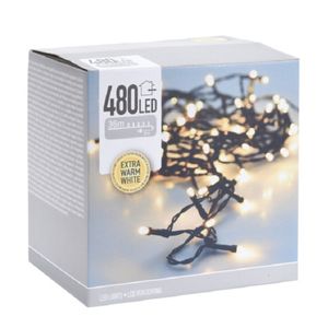 Kerstverlichting lichtsnoeren- 2x - warm wit - 480 leds - 3600 cm - groen snoer