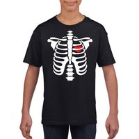 Halloween skelet t-shirt zwart kinderen - thumbnail