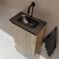 Mondiaz Ture 40cm toiletmeubel light brown grey met wastafel urban midden geen kraangat - thumbnail