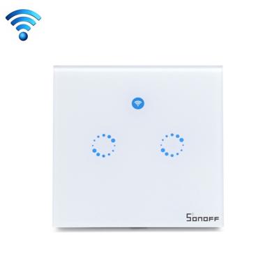 Sonoff T1 Touch 86mm 1 bende 2 gehard glas paneel muur Switch Smart Home lichte aanraking-wegschakelaar compatibel met Alexa en Google Startpagina A