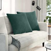 Sofa Kussens 2 pcs Donkergroen 80 x 80 cm Katoen Stof Sofa Kussens 2 pcs Donkergroen 80 x 80 cm Katoen Stof