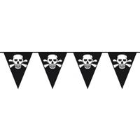 Piraten vlaggenlijn - zwart - 10 meter - plastic - feestversiering - piratenversiering