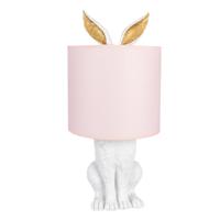 HAES DECO - Tafellamp - City Jungle - Konijn in de Lamp, Ø 20x43 cm - Wit/Roze - Bureaulamp, Sfeerlamp, Nachtlampje - thumbnail
