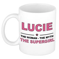Lucie cadeau mok - Woman Myth Supergirl - naam koffiemok - 300 ml - collega - moederdag