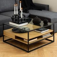 Bendt Salontafel 'Maikel' Eiken en glas, 80 x 80cm