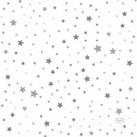 Kerst thema servetten - 20x st - 33 x 33 cm - wit met sterren - thumbnail