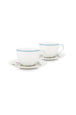 Pip Studio Set/2 Koppen & Schotels Jolie Stippen Goud Blauw