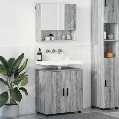 Badkamermeubelset met opslag 2 pcs Grijs sonoma 61 x 35 x 64 cm