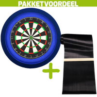 Lena Professional Dartbord +  Dartmat 90*300 incl oche + Dartbordverlichting Deluxe Blauw