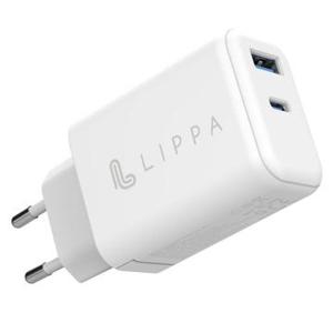 Lippa 65W PD & QC GaN Wandoplader - USB-C, USB-A - Wit