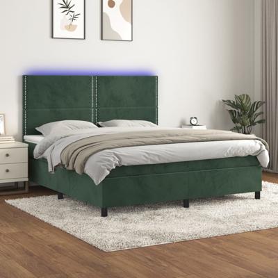 Boxspring met matras en LED fluweel donkergroen 180x200 cm