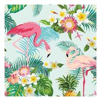 60x Feest servetten hawaii Flamingo 33 x 33 cm   -