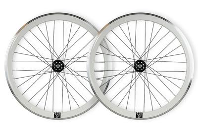 Weinmann G42 Fixed Gear Wielset - Wit-Zwart CNC Weinmann G42 Fixed Gear Wielset - Wit-Zwart CNC