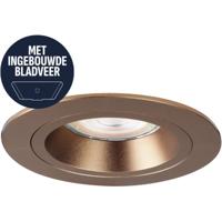 Spot Armatuur GU10 - Pragmi Motion - GU10 Inbouwspot met Bladveren - Rond - Brons - Aluminium - Ø93mm