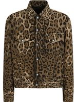 Dolce & Gabbana veste en jean à imprimé léopard - Marron