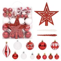 vidaXL 64-delige Kerstballenset rood en wit - thumbnail