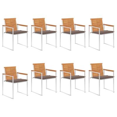 Tuinstoelen 8 st met kussens massief acaciahout