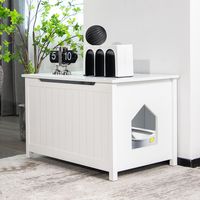 Kattenbak met Bovenopening & Uitneembare Verdeler & Metalen Haak & Dennenpoot Wit