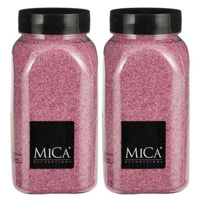 Mica Decorations decoratie zand - 2x - 650ml - roze - hobby zandkorrels - sierzand