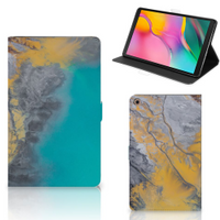 Samsung Galaxy Tab A 10.1 (2019) Leuk Tablet hoesje Marble Blue Gold - thumbnail