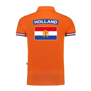 Luxe Holland supporter poloshirt met Nederlandse vlag 200 grams EK / WK voor heren