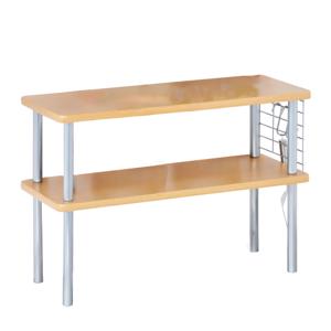 Keuken aanrecht etagiere - 2 niveaus - hout/metaal - rekje/organizer - 55 x 20 x 38 cm - beige