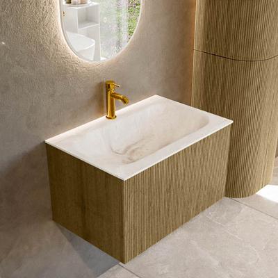 Badmeubel Mondiaz Kurve-Dlux | 70 cm cm | Meubelkleur Dusk | Wastafelkleur Frappe | Solid surface | Wasbak midden spoelbak | 1 kraangat