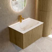 Badmeubel Mondiaz Kurve-Dlux | 70 cm cm | Meubelkleur Dusk | Wastafelkleur Frappe | Solid surface | Wasbak midden spoelbak | 1 kraangat