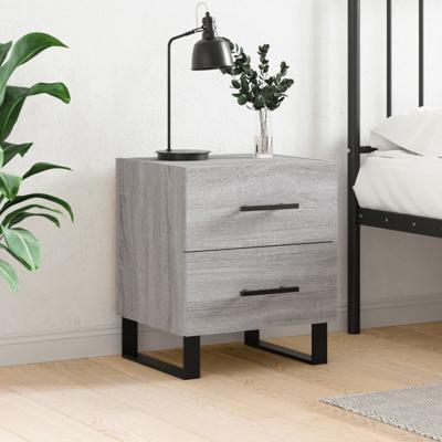 Nachtkastje 40x35x47,5 cm bewerkt hout grijs sonoma eikenkleur