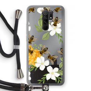 No flowers without bees: Xiaomi Redmi 9 Transparant Hoesje met koord