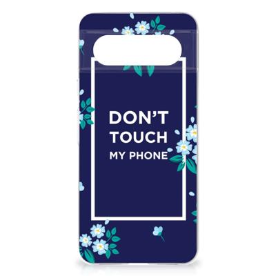 Google Pixel 8 Silicone-hoesje Flowers Blue DTMP Google Pixel 8 Silicone-hoesje Flowers Blue DTMP