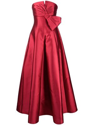 Alberta Ferretti robe-bustier longue à détail de nœud - Rouge