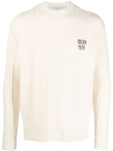 Golden Goose logo-embroidered knitted wool jumper - Blanc